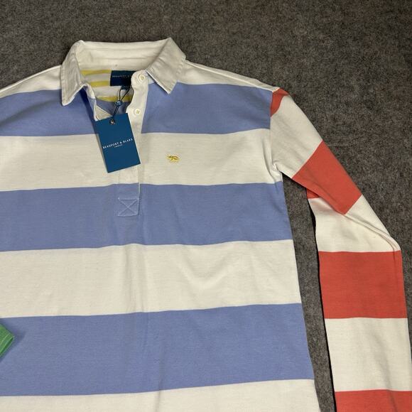 Beaufort & Blake Rugby Shirt Mens XS Multicolored Striped Colourblock Casual - Picture 2 of 8